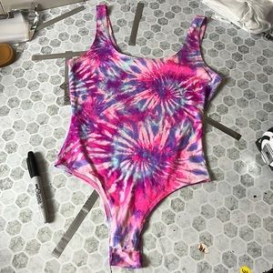 One by One Small Pink Tye Dye Bodysuit